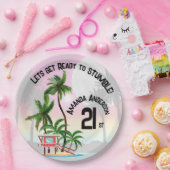 Tropical Island Palm Tree Sonnenuntergang Einladun Pappteller (Party)