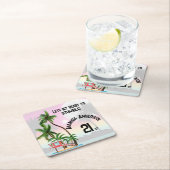 Tropical Island Palm Tree Sonnenuntergang Einladun Rechteckiger Pappuntersetzer (Vor Ort)