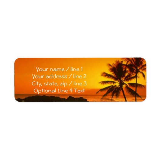 Tropical Island Palm Tree Sunset Address Labels (Vorne)
