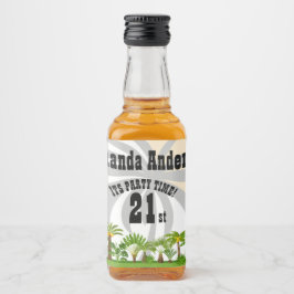 Tropical Island Palm Tree Sunset Alkoholflaschenetikett