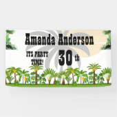Tropical Island Palm Tree Sunset Banner (Horizontal)