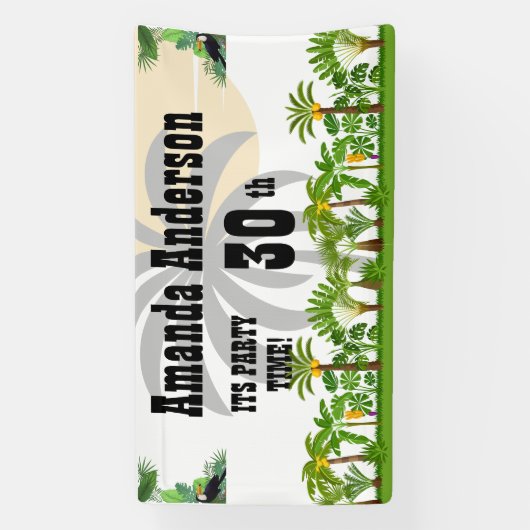 Tropical Island Palm Tree Sunset Banner (Vertikal)