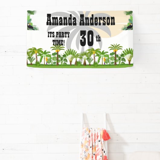 Tropical Island Palm Tree Sunset Banner (InSitu)