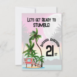 Tropical Island Palm Tree Sunset Dankeskarte