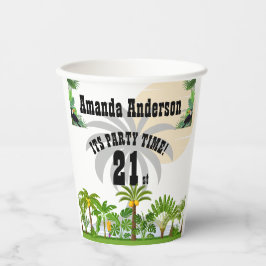 Tropical Island Palm Tree Sunset Pappbecher