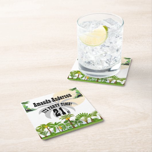 Tropical Island Palm Tree Sunset Rechteckiger Pappuntersetzer (Vor Ort)