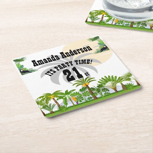 Tropical Island Palm Tree Sunset Rechteckiger Pappuntersetzer (angewinkelt)