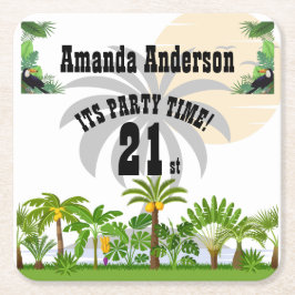 Tropical Island Palm Tree Sunset Rechteckiger Pappuntersetzer