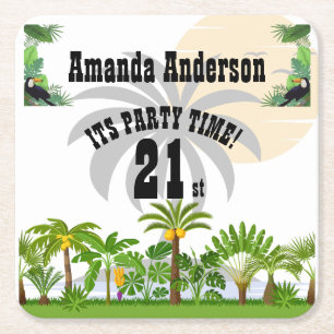 Tropical Island Palm Tree Sunset Rechteckiger Pappuntersetzer