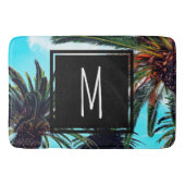 Tropical Island Palm Trees & Initial Letter Badematte (Vorderseite)