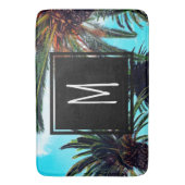 Tropical Island Palm Trees & Initial Letter Badematte (Vorderseite Vertikal)
