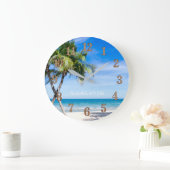 Tropical Island Palm Trees Ocean Caribbean Decor Große Wanduhr (Zuhause)