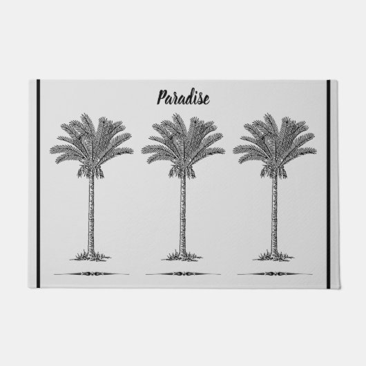 Tropical Island Palm Trees Simple Eleganter Strand Fußmatte (Vorderseite)