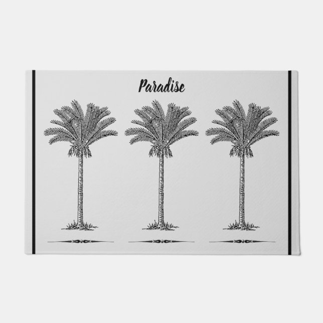 Tropical Island Palm Trees Simple Eleganter Strand Fußmatte (Vorderseite)
