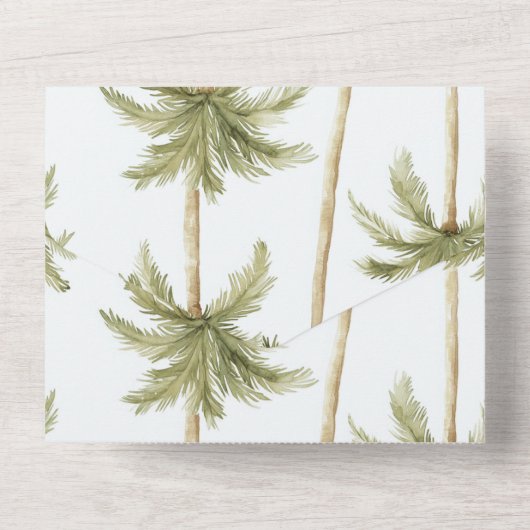 Tropical Island Palm Trees Wedding All In One Einladung (Rückseite)