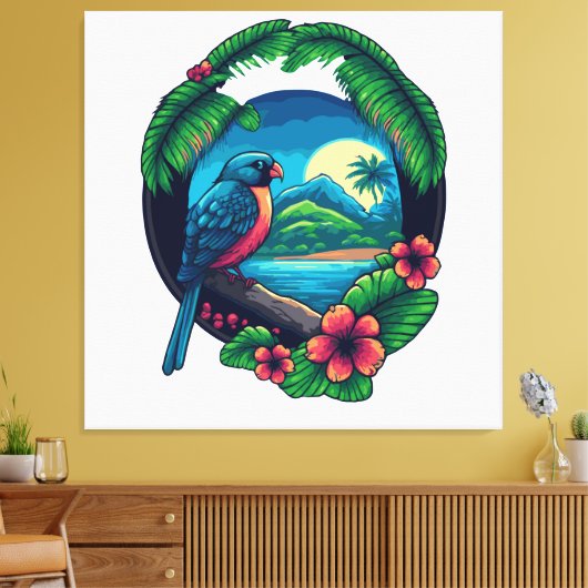 Tropical Island Palms Beach Travel Retro Leinwand (Insitu (Wohnzimmer))