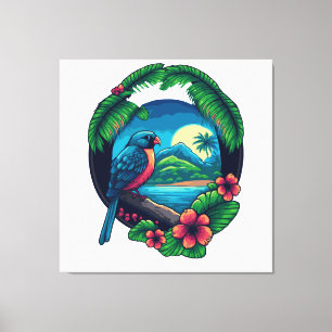 Tropical Island Palms Beach Travel Retro Leinwand