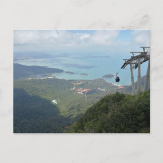 Tropical Island Panorama with Cable Car Postkarte