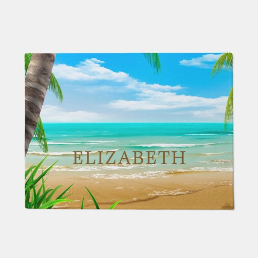 Tropical Island Paradise Beach Personalisiert Fußmatte (Vorderseite)