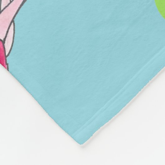 Tropical Island Paradise Green Pink Flamingo Bird Fleecedecke (Ecke)