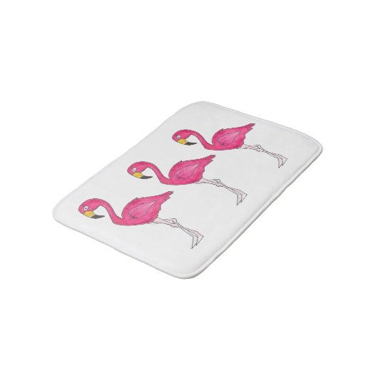 Tropical Island Paradise Hot Pink Flamingo Bird Badematte (Schrägansicht)