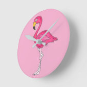 Tropical Island Paradise Hot Pink Flamingo Bird Runde Wanduhr (Winkel)