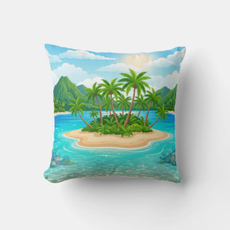 Tropical Island Paradise Palm Trees Throw Pillow Kissen