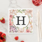 Tropical Island Pastel Floral Wedding Monogram Serviette (Beispiel)