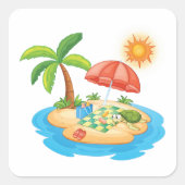 Tropical Island Picnic Square Sticker (Vorderseite)