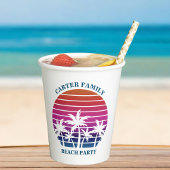 Tropical Island Pink Palm Tree Custom Beach Party Pappbecher