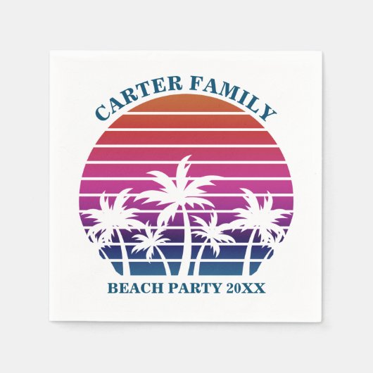 Tropical Island Pink Palm Tree Custom Beach Party Serviette (Vorderseite)