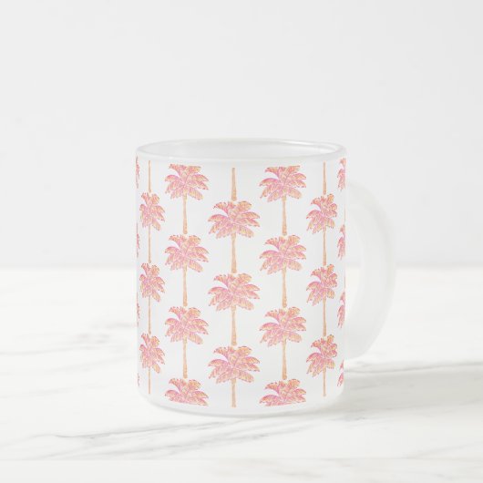 Tropical Island Pink Palm Tree Mattglastasse (VorderseiteRechts)