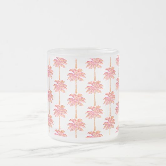 Tropical Island Pink Palm Tree Mattglastasse (Mittel)