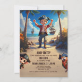 Tropical Island Pirate Boy Birthday Einladung (Vorderseite)