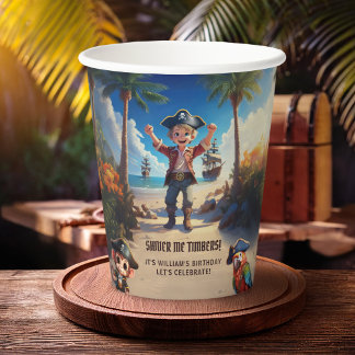 Tropical Island Pirate Boy Birthday Party Pappbecher