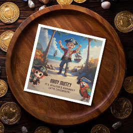 Tropical Island Pirate Boy Birthday Party Serviette