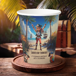 Tropical Island Pirate Girl Birthday Party Pappbecher