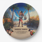 Tropical Island Pirate Girl Birthday Party Pappteller (Vorderseite)