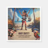 Tropical Island Pirate Girl Birthday Party Serviette (Vorderseite)