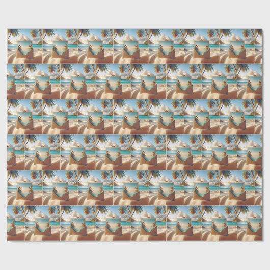 Tropical Island Postcard in Umschlag Geschenkpapier (Flach)