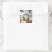 Tropical Island Postcard in Umschlag Quadratischer Aufkleber (Tasche)