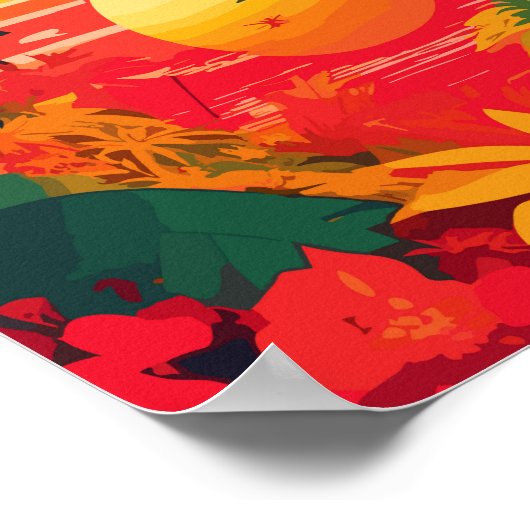 Tropical Island Reggae Sunset Poster (Ecke)