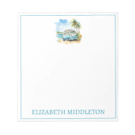 Tropical Island Retro Blue Bus Notizblock