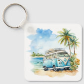 Tropical Island Retro Blue Bus Schlüsselanhänger (Vorderseite)