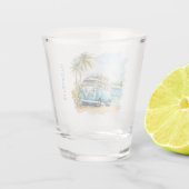 Tropical Island Retro Blue Bus Schnapsglas (Rückseite)