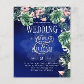 Tropical Island Royal Blue Flowers Blätter Wedding (Vorderseite)