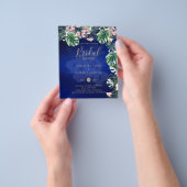 Tropical Island Royal Blue Flowers Blätter Wedding Flyer (Gruppe)
