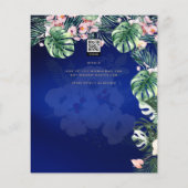 Tropical Island Royal Blue Flowers Blätter Wedding Flyer (Hinten)