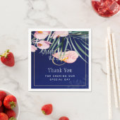 Tropical Island Royal Blue Flowers Blätter Wedding Serviette (Beispiel)