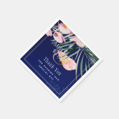 Tropical Island Royal Blue Flowers Blätter Wedding Serviette (Ecke)